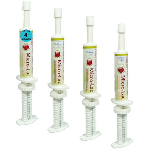 Micro - Lac Aditivo Probiótico Para Cães Gatos Equínos 15g Kit Com 4